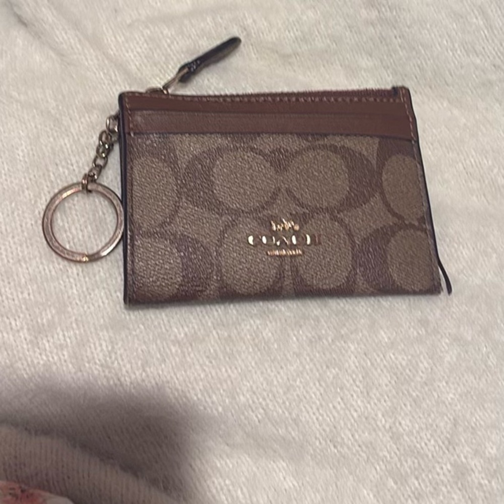 Coach Tan and Brown Signature Card Holder